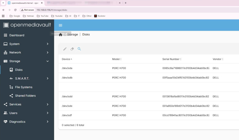OpenMediaVault: web interface OpenMediaVault: web interface