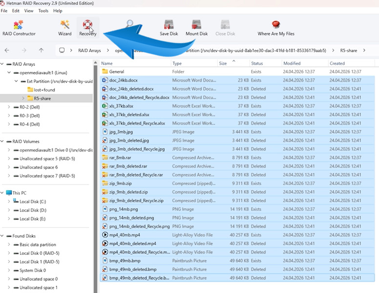 Hetman RAID Recovery: starting to save recovered files Hetman RAID Recovery: starting to save recovered files