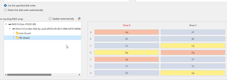 Hetman RAID Recovery: displaying array contents in RAID Constructor Hetman RAID Recovery: displaying array contents in RAID Constructor