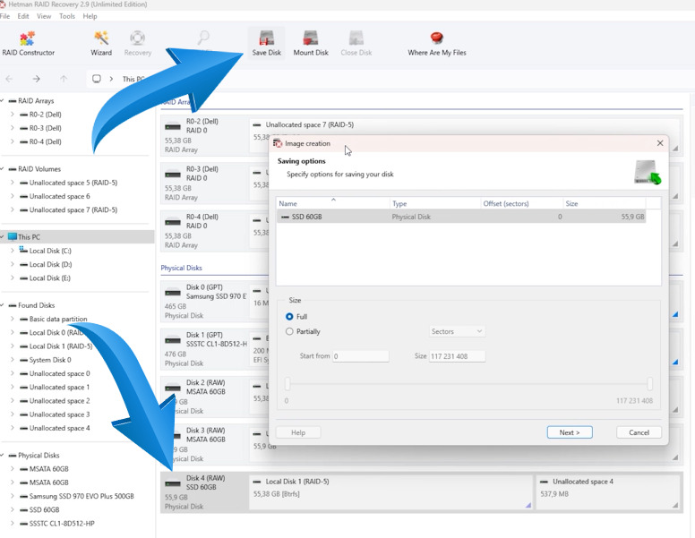 Hetman RAID Recovery: creating a disk image Hetman RAID Recovery: creating a disk image