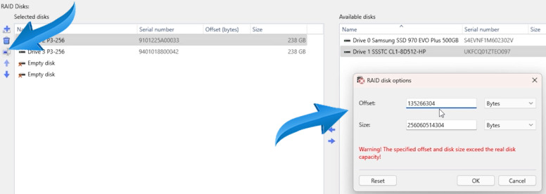 Hetman RAID Recovery: setting array offset in RAID Constructor Hetman RAID Recovery: setting array offset in RAID Constructor