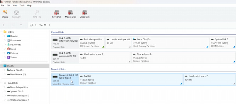 Hetman Partition Recovery: підключені накопичувачі