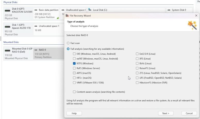 Hetman Partition Recovery: Full scan