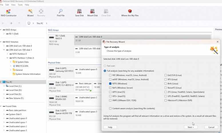 Hetman RAID Recovery: scanning LVM storage Hetman RAID Recovery: scanning LVM storage