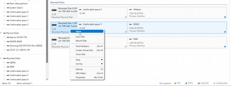 Hetman Partition Recovery: scanning a mounted QCOW2 image