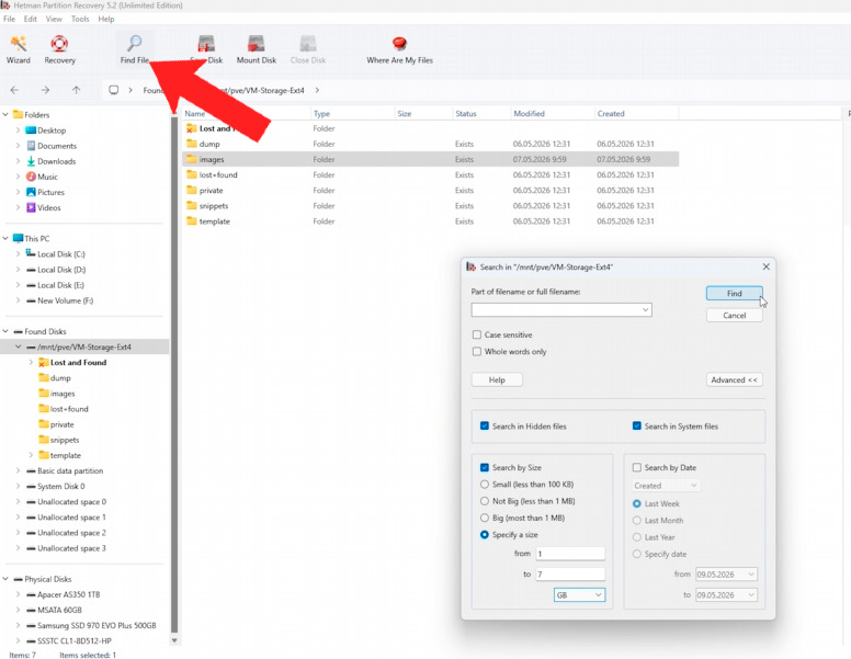 Hetman Partition Recovery: file search tool