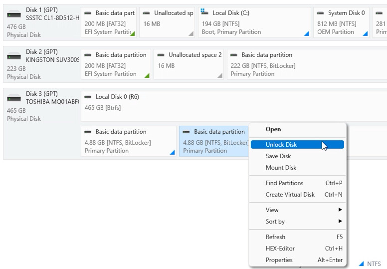 Hetman Partition Recovery: Entsperren eines BitLocker-Laufwerks