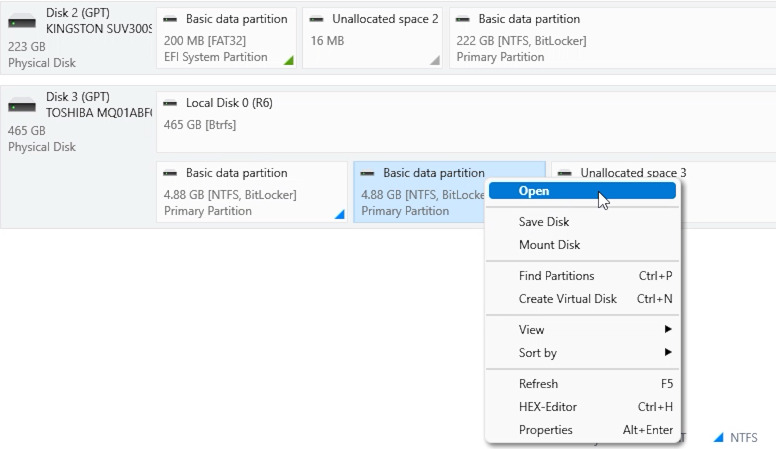 Hetman Partition Recovery: entsperrtes BitLocker-Laufwerk