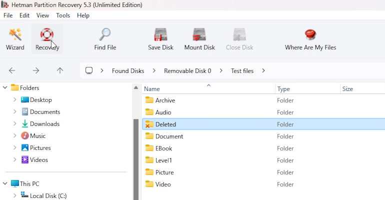 Hetman Partition Recovery: Dateien auf einem entsperrten BitLocker-Flash-Laufwerk