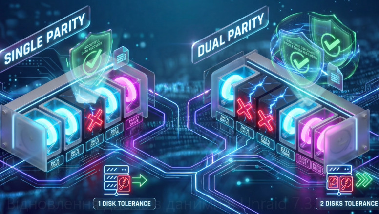 Unraid: Single Parity та Dual Parity