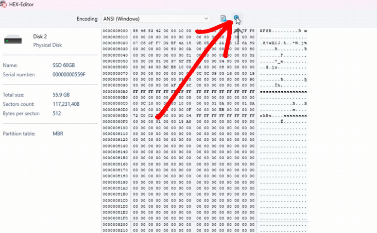Hetman RAID Recovery: HEX-редактор - Find text or value