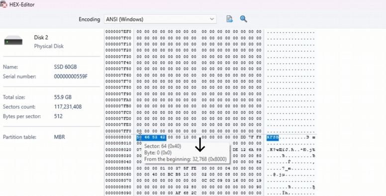Hetman RAID Recovery: значення Offset 32768 для XFS на дисках Unraid
