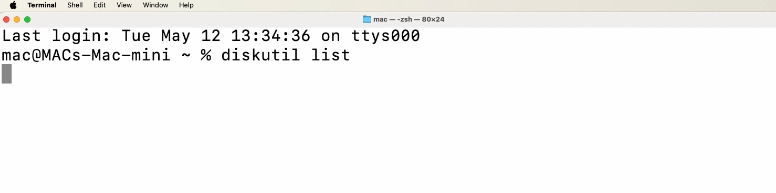 macOS Terminal: diskutil list command macOS Terminal: diskutil list command