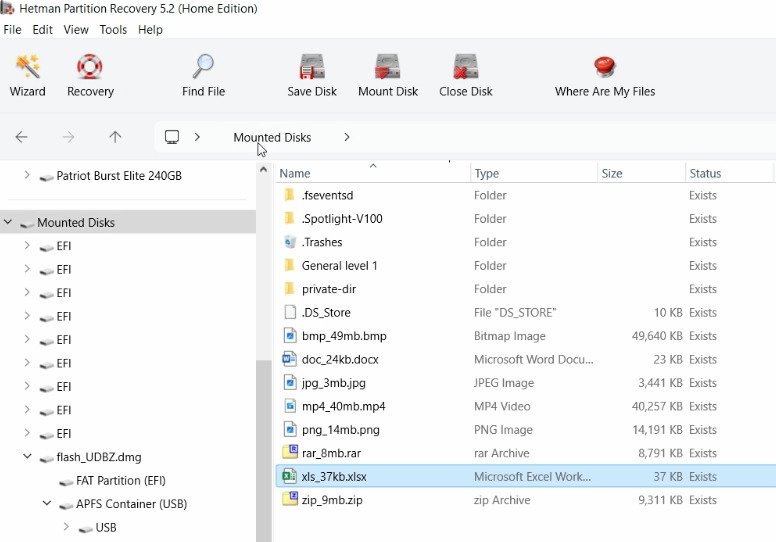 Hetman Partition Recovery: partitions, folders, and files inside the mounted image Hetman Partition Recovery: partitions, folders, and files inside the mounted image