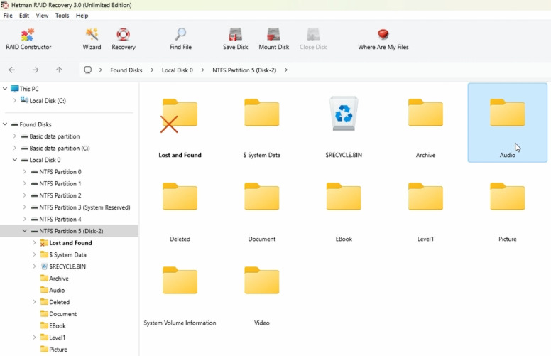 Hetman RAID Recovery: reconstructed directory tree of the deleted virtual machine Hetman RAID Recovery: reconstructed directory tree of the deleted virtual machine