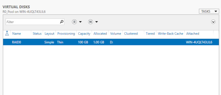 Windows Server 2022 Storage Spaces: Simple з типом Thin Windows Server 2022 Storage Spaces: Simple з типом Thin