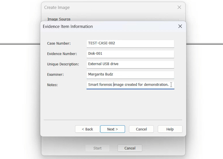 Exterro FTK Imager: налаштування Smart Disk Image у форматі S01 Exterro FTK Imager: налаштування Smart Disk Image у форматі S01