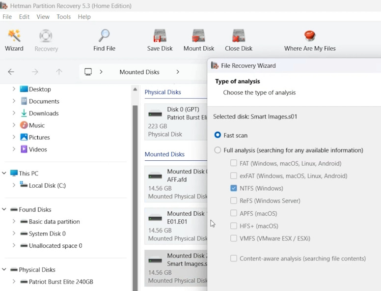 Hetman Partition Recovery: типи сканування Forensic образу диска Hetman Partition Recovery: типи сканування Forensic образу диска