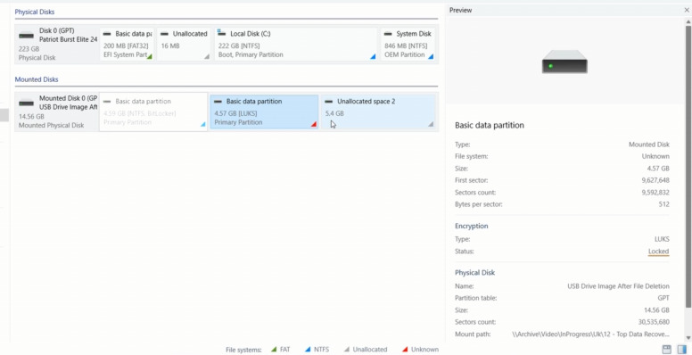Hetman Partition Recovery : lecteurs avec différents types de chiffrement