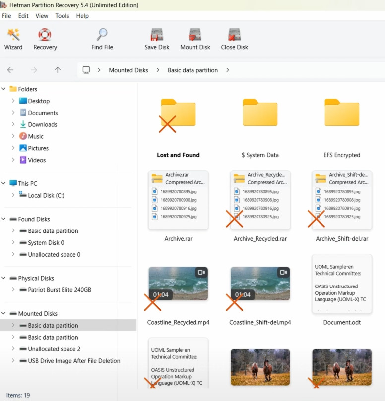 Hetman Partition Recovery : fichiers sur le lecteur chiffré