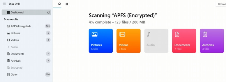 Disk Drill : APFS chiffré est également pris en charge