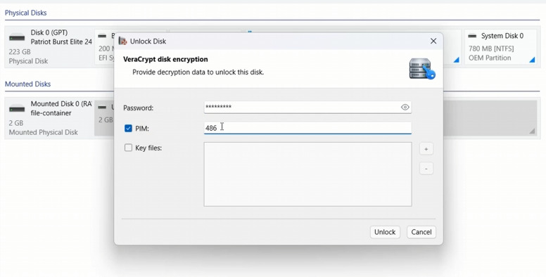 Hetman Partition Recovery: VeraCrypt mit Passwort, PIM oder Keyfile entsperren