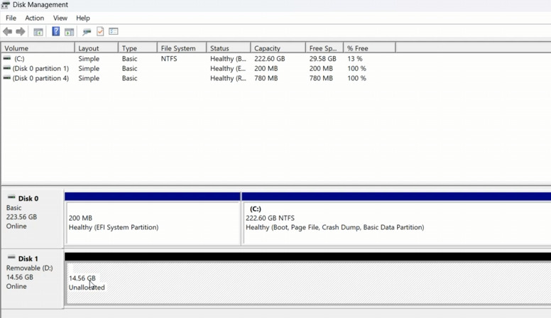 VeraCrypt-Datenträger in der Datenträgerverwaltung