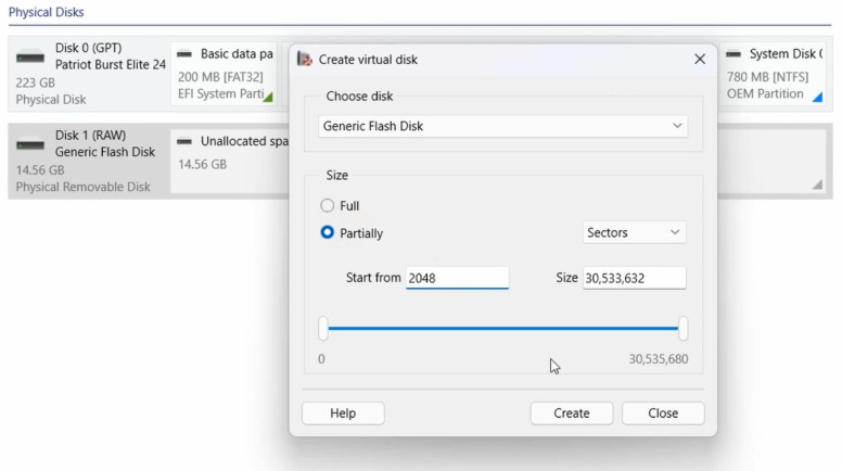 Hetman Partition Recovery: Tool zum Erstellen einer virtuellen Festplatte und Partitionsgrenzen