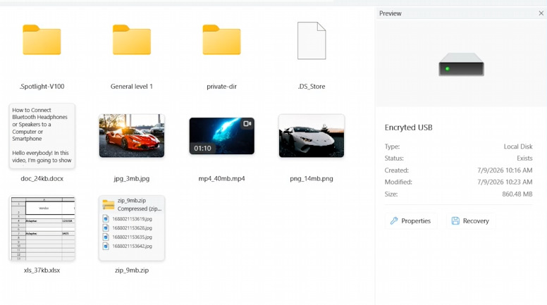 Hetman Partition Recovery: verfügbare Dateien der verschlüsselten Partition