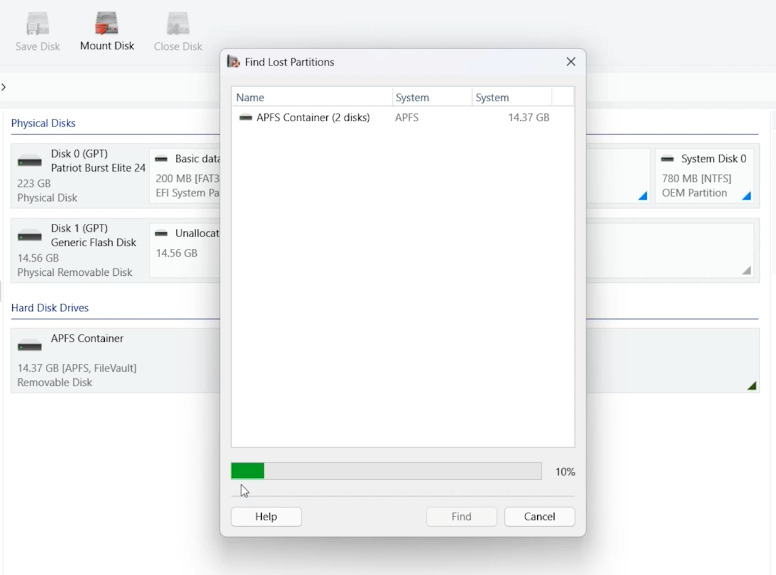 Hetman Partition Recovery: gefundene Partition nach der Suche