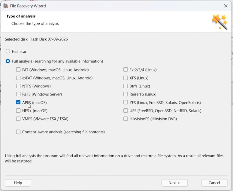 Hetman Partition Recovery: vollständige Analyse eines APFS-verschlüsselten Laufwerks