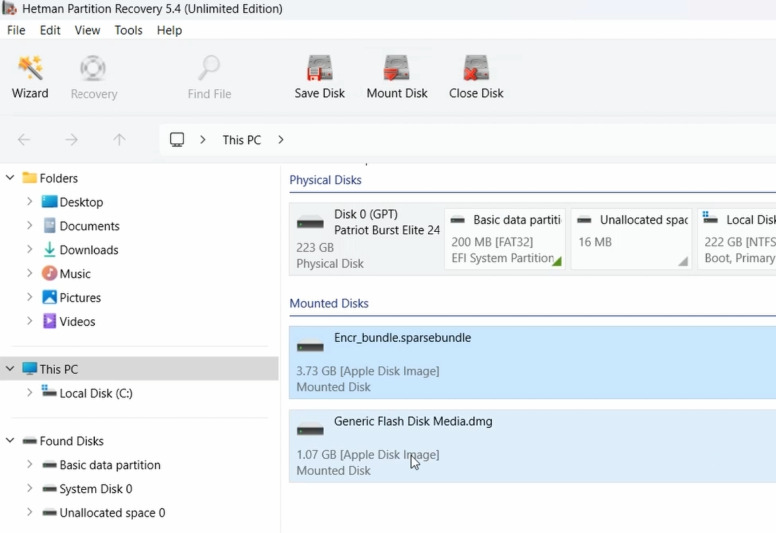 Hetman Partition Recovery : image Sparse Bundle montée