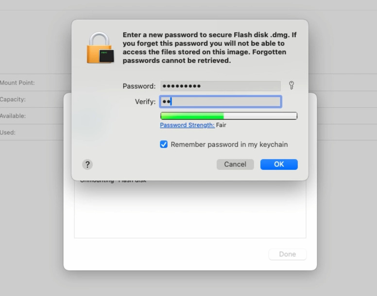 Création d’une image DMG chiffrée dans macOS