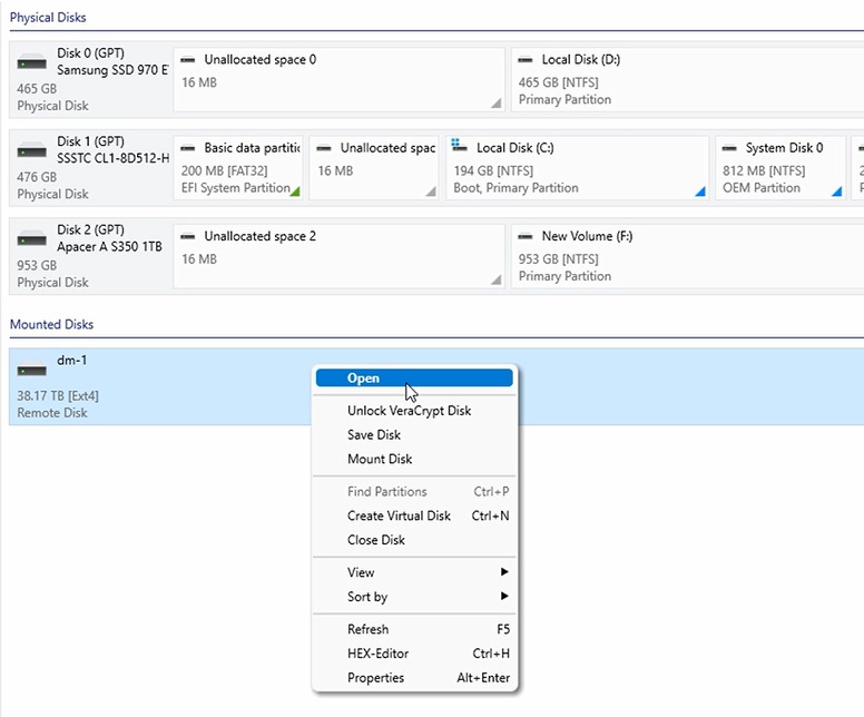 Hetman Partition Recovery : disque distant monté via SSH Hetman Partition Recovery : disque distant monté via SSH