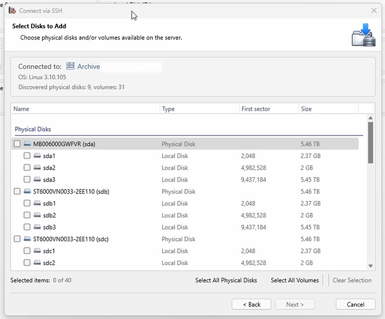 Hetman Partition Recovery : sélectionner le disque à ajouter Hetman Partition Recovery : sélectionner le disque à ajouter