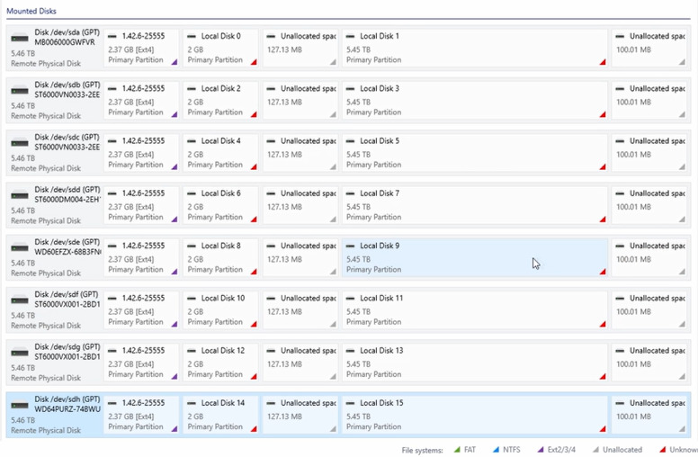 Hetman RAID Recovery : disques physiques connectés avec partitions Hetman RAID Recovery : disques physiques connectés avec partitions