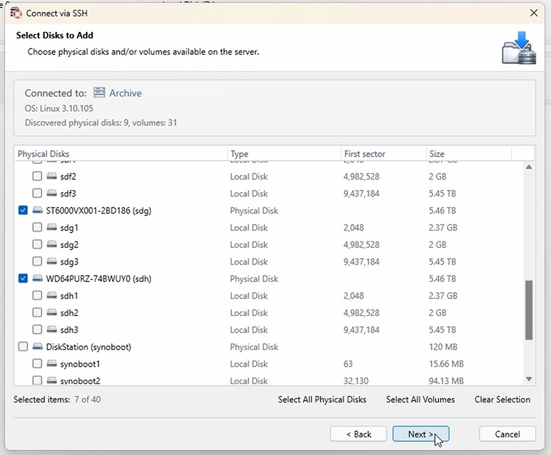 Hetman RAID Recovery : sélectionner les disques à ajouter Hetman RAID Recovery : sélectionner les disques à ajouter