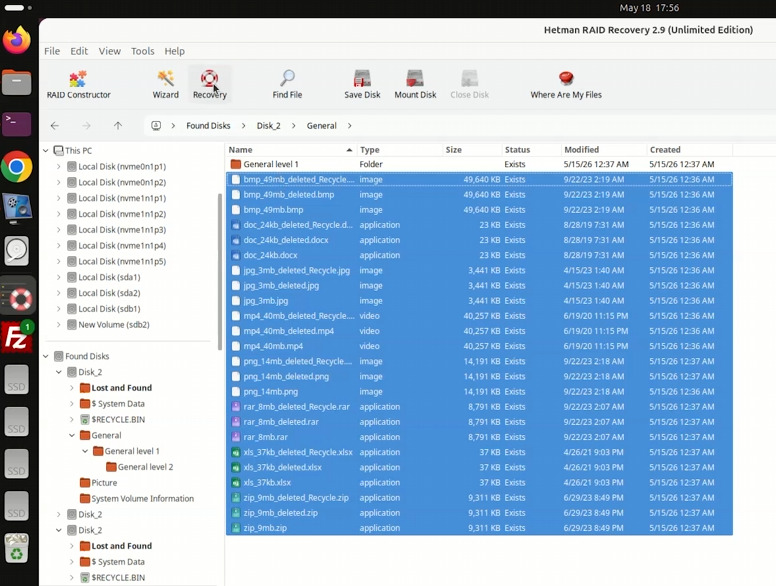Hetman RAID Recovery: Inhalt des Snapshots eines zusätzlichen Laufwerks einer virtuellen Maschine Hetman RAID Recovery: Inhalt des Snapshots eines zusätzlichen Laufwerks einer virtuellen Maschine