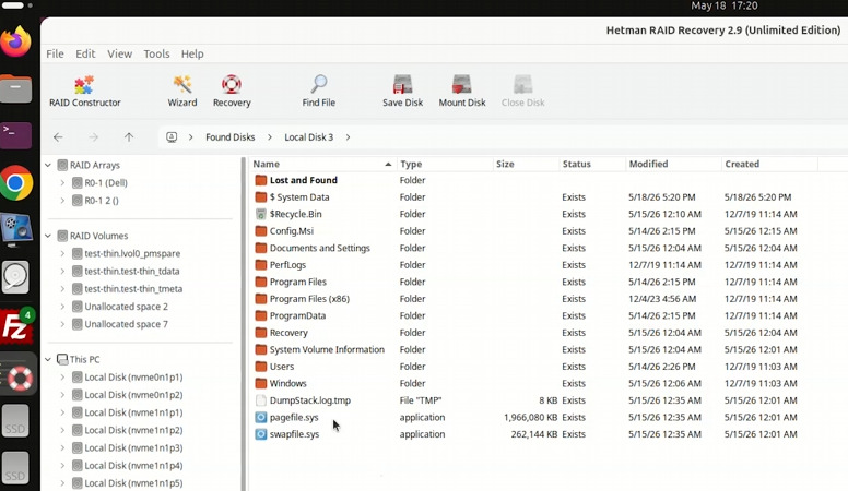 Hetman RAID Recovery: Inhalt des Datenträgers einer virtuellen Maschine Hetman RAID Recovery: Inhalt des Datenträgers einer virtuellen Maschine
