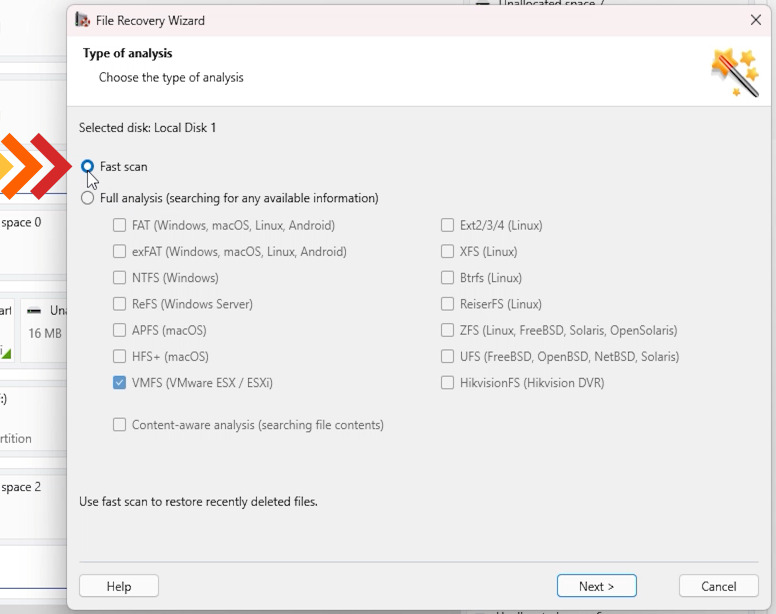 Hetman Partition Recovery: быстрое сканирование образа VMFS 5