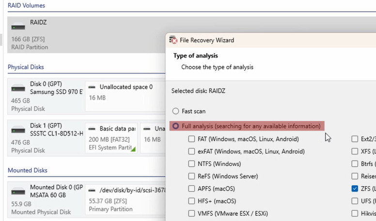 Hetman RAID Recovery: Full Scan of Reconstructed RAIDZ Pool Hetman RAID Recovery: Full Scan of Reconstructed RAIDZ Pool