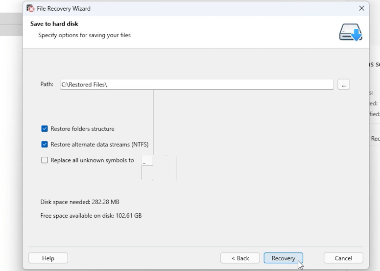 Hetman RAID Recovery: сохранение восстановленных файлов LVM RAID 0