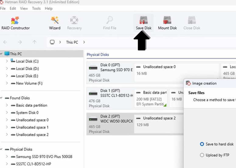 Hetman RAID Recovery: створення образу диска Hetman RAID Recovery: створення образу диска
