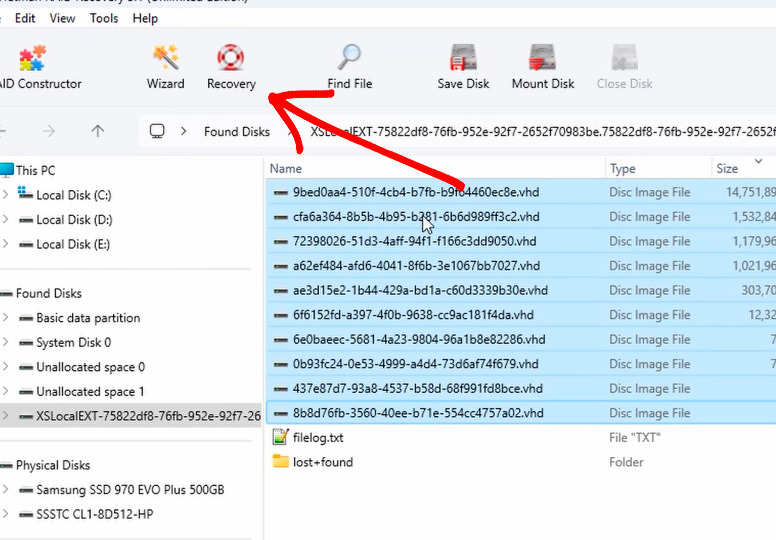 Hetman RAID Recovery: натисніть кнопку Recovery Hetman RAID Recovery: натисніть кнопку Recovery