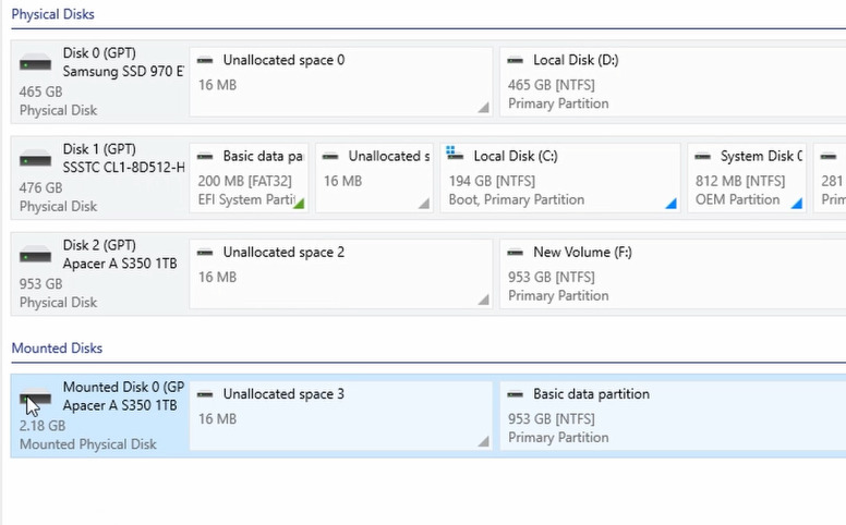 Hetman RAID Recovery: zamontowane dyski Hetman RAID Recovery: zamontowane dyski