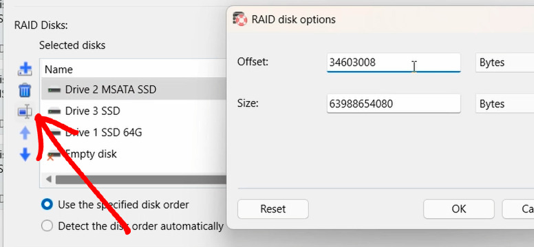 Hetman RAID Recovery: Konfiguration des Array-Offsets