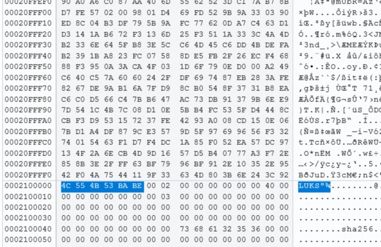 Hetman RAID Recovery: LUKS wurde 34.603.008 Bytes ab Beginn des Datenträgers gefunden