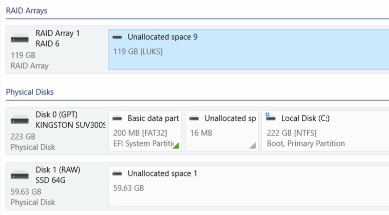 Hetman RAID Recovery: im manuellen Modus zusammengesetztes Array