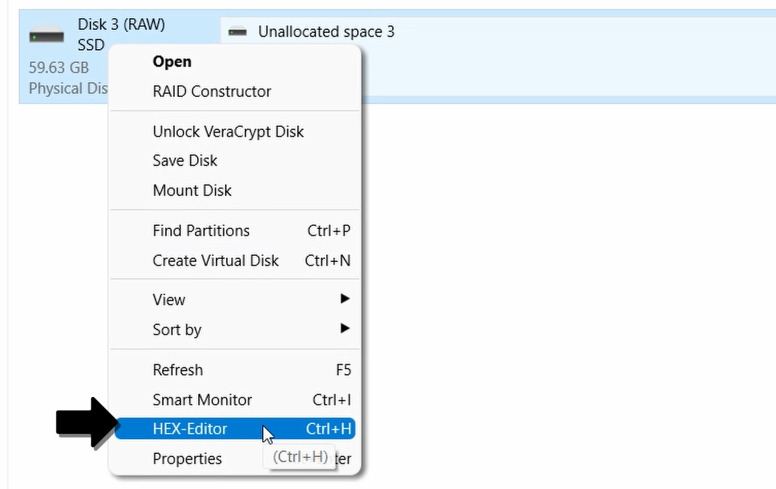 Hetman RAID Recovery: Jedes Array-Laufwerk im HEX-Editor öffnen