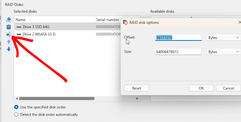 Hetman RAID Recovery: указание необходимых смещений